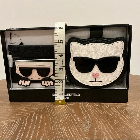 Karl Lagerfeld Kids Cat and Wallet Set - Black and Cream - Picture 3 of 8